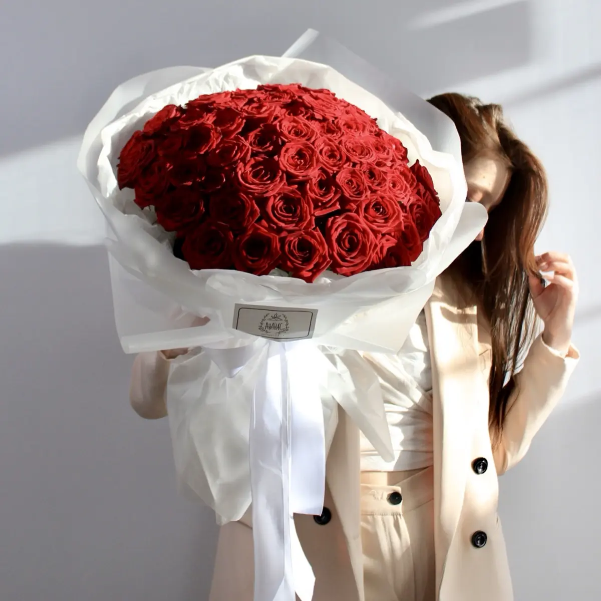 Монобукет из красных роз мини