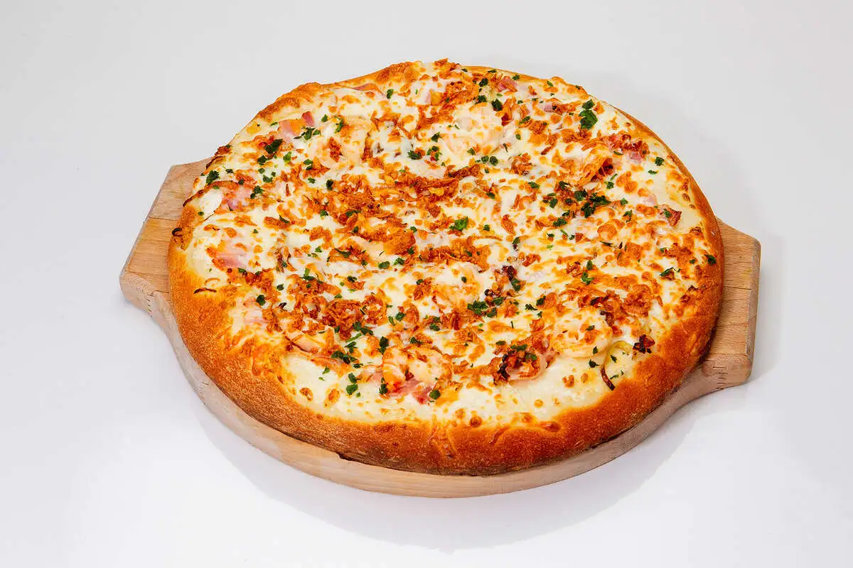 Карбонара с креветками 30 см.