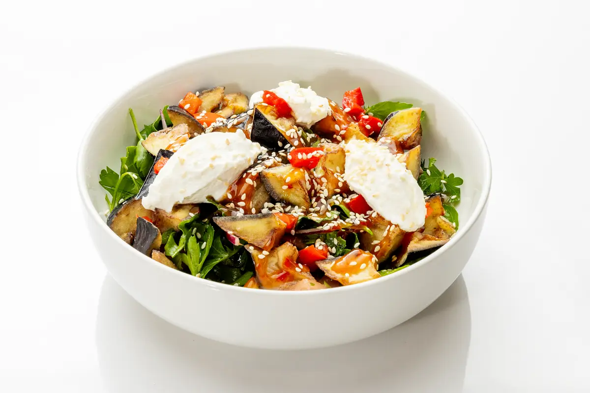 Салат с баклажанами и рикоттой