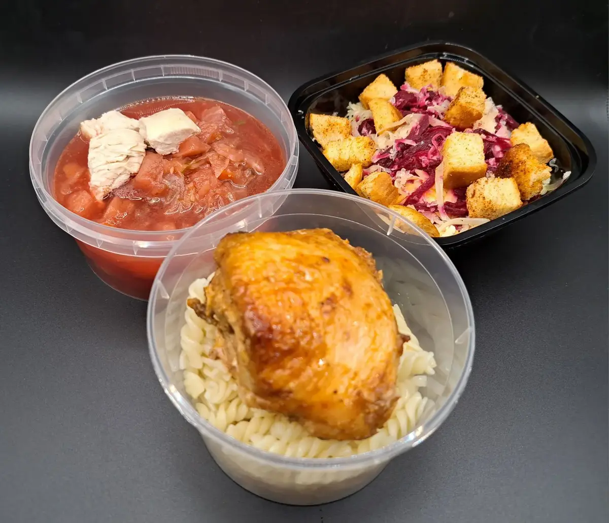 3 Чикен: Княжеский, Борщ с курицей, Курочка запечённая с макаронами