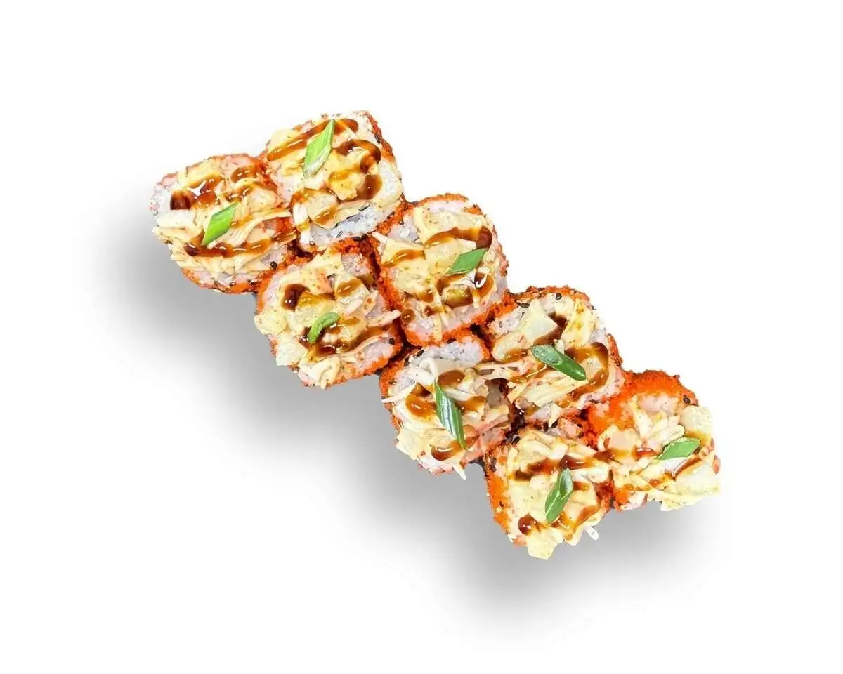 Запеченный ролл с крабом и гребешком