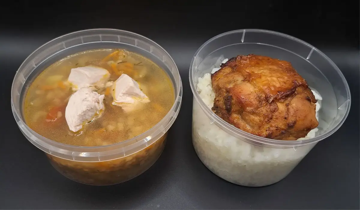 2 Чикен: Минестроне, Курочка запечённая с рисом