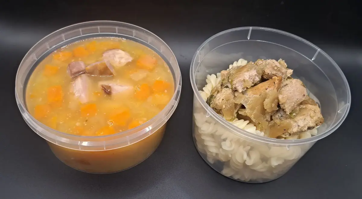 2 Мясной комбо: Гороховый с копчёностями, Свинина по-кремлёвски с макаронами