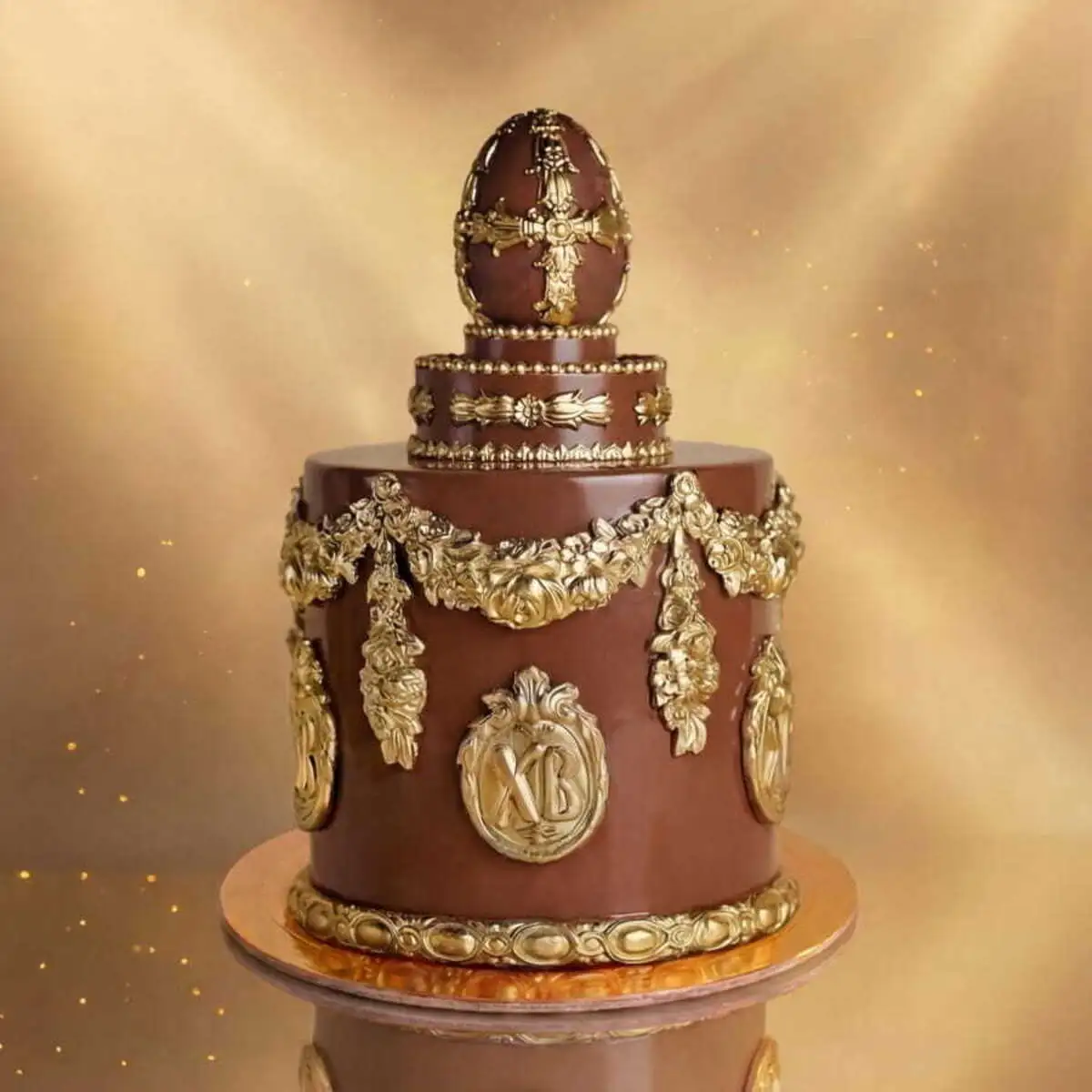 Кулич в куполе из темного шоколада