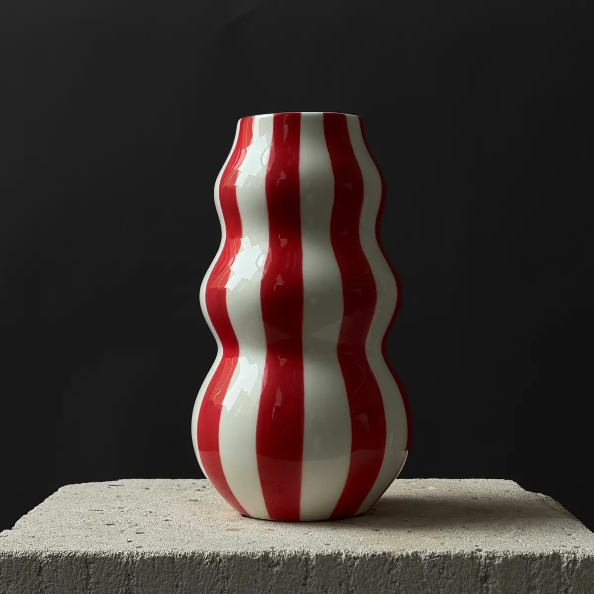 Ваза красная в полоску волнистая