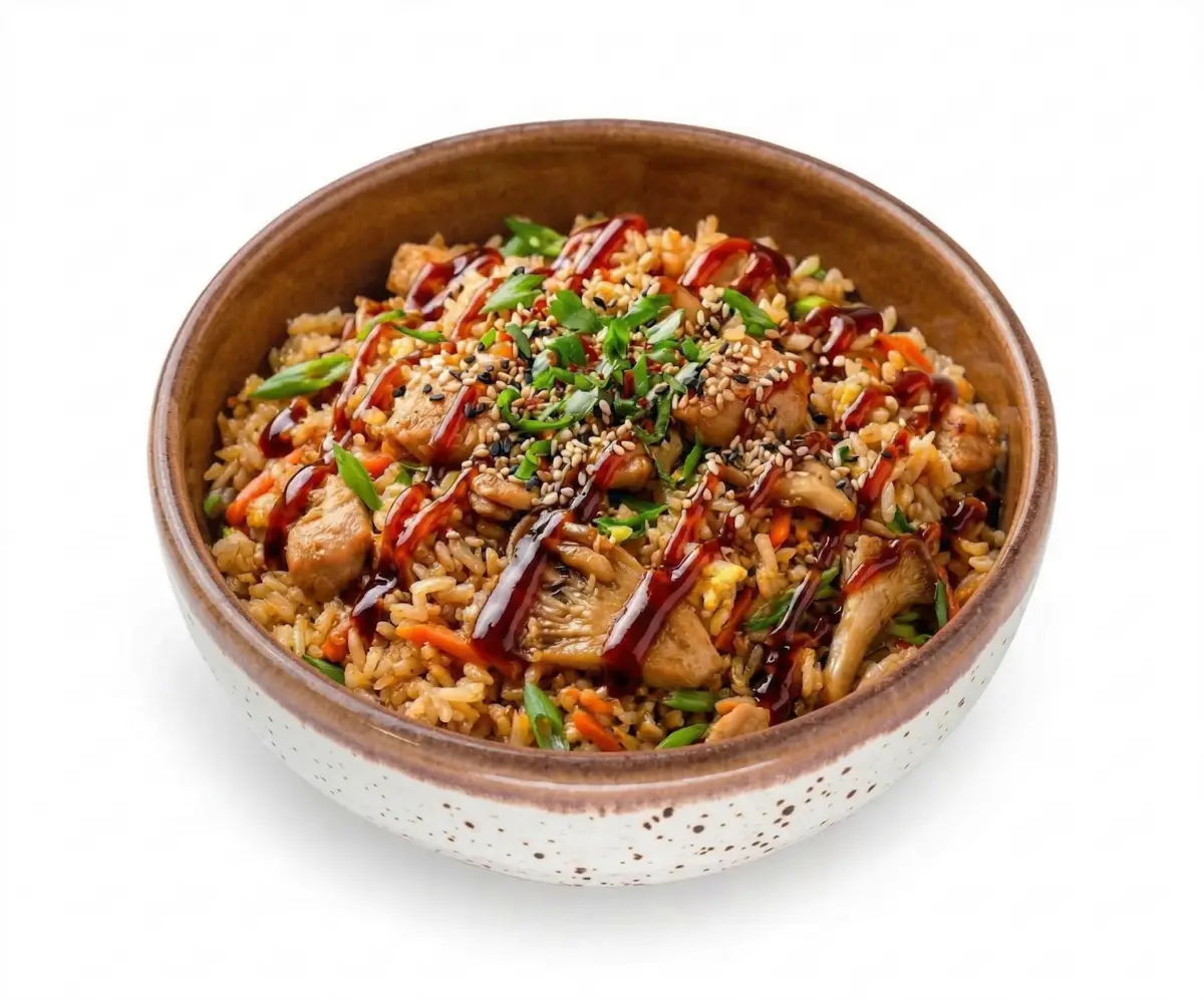 Рис с курицей и вешенками 