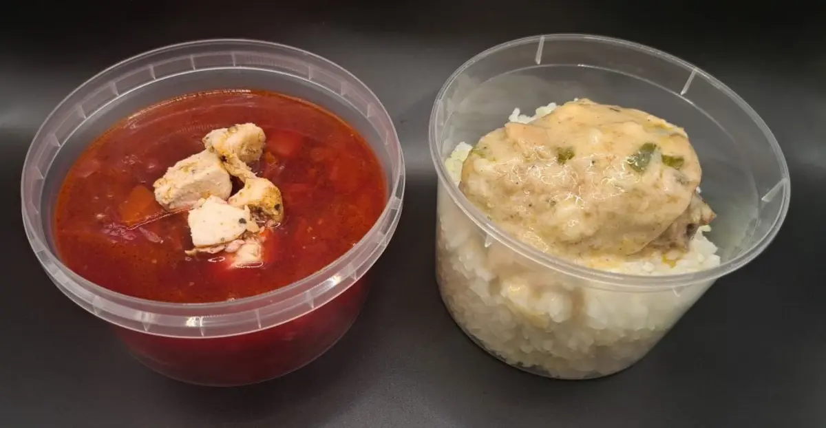 2 Чикен: Борщ с курицей, Шкмерули с рисом