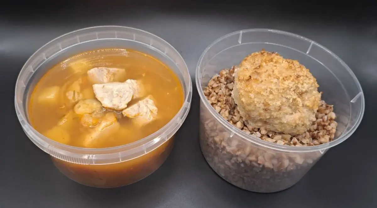 2 Мясной: Суп со свининой и нутом, Котлета домашняя с гречей