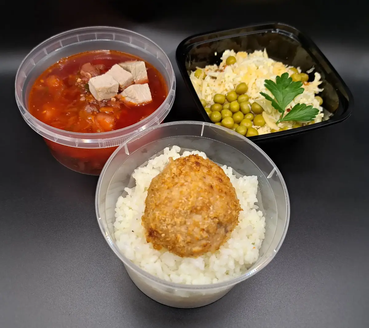 3 Мясной: Боярский, Борщ со свининой, Котлета домашняя с рисом