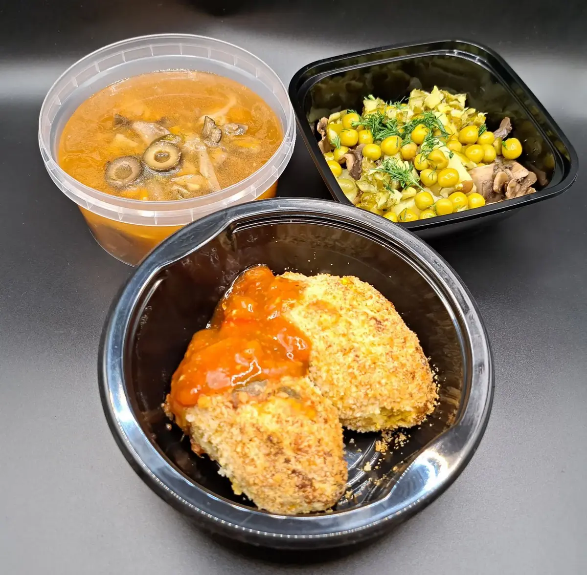 3 Гурман: Деревенский с грибами, Солянка грибная, Котлета из нута 