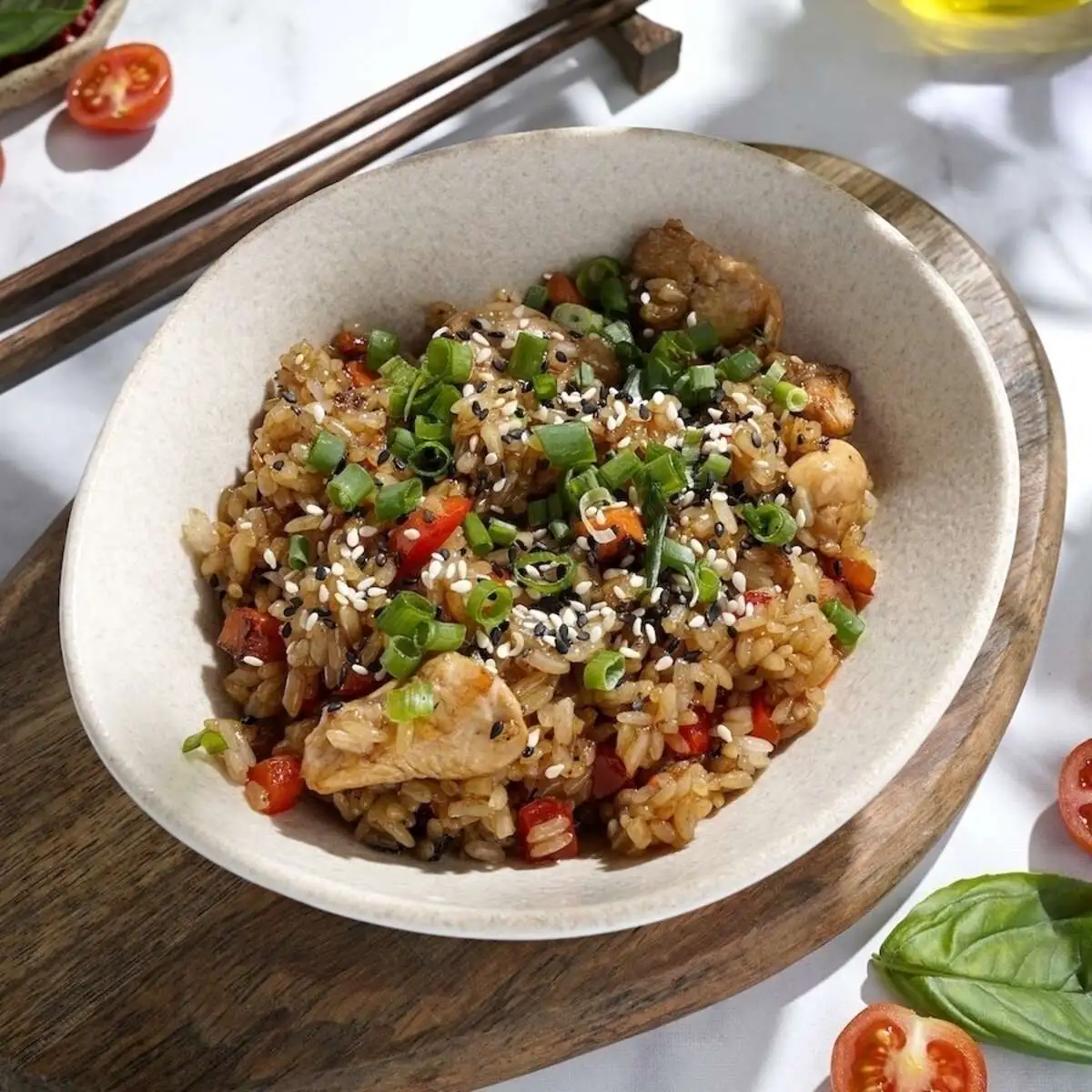 Рис жареный с курицей