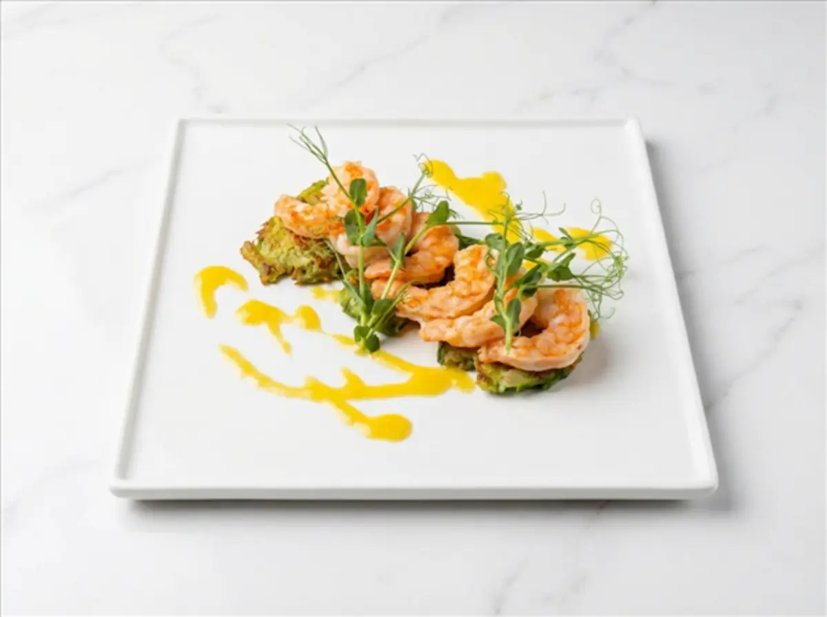 Авокадо гриль с креветкой и апельсиновым чили