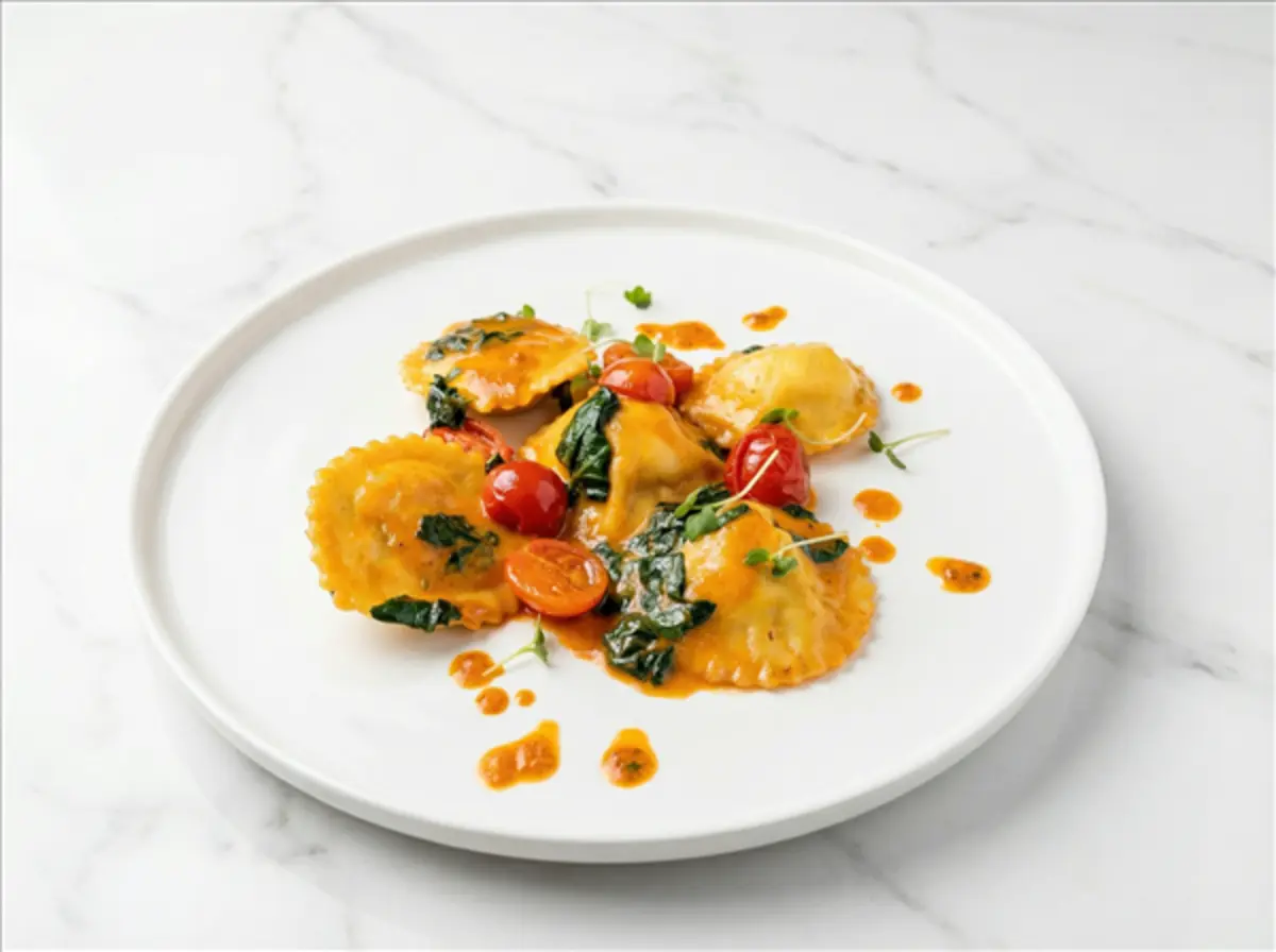 Равиолли с крабом и креветкой