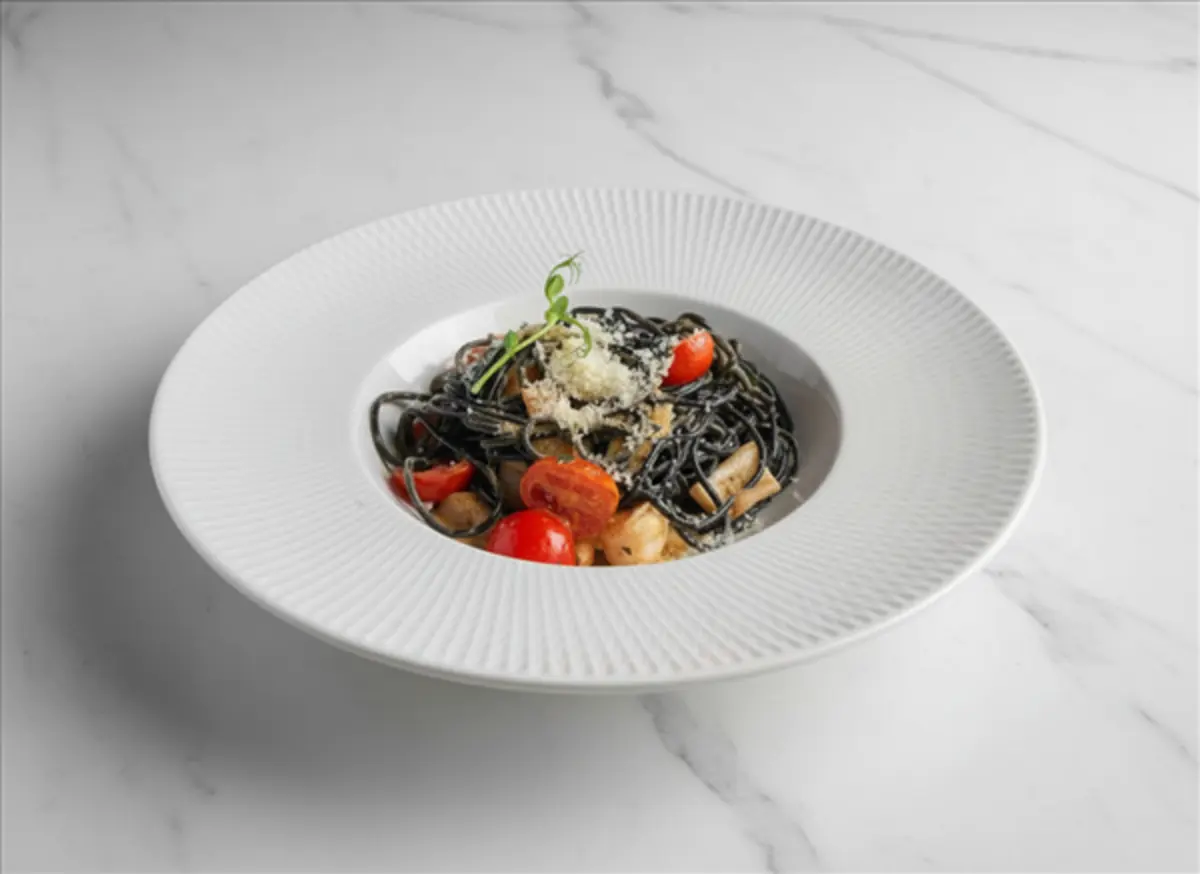 Спагетти Нерро с морепродуктами 