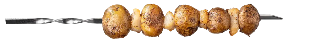 Картофель с курдюком на углях