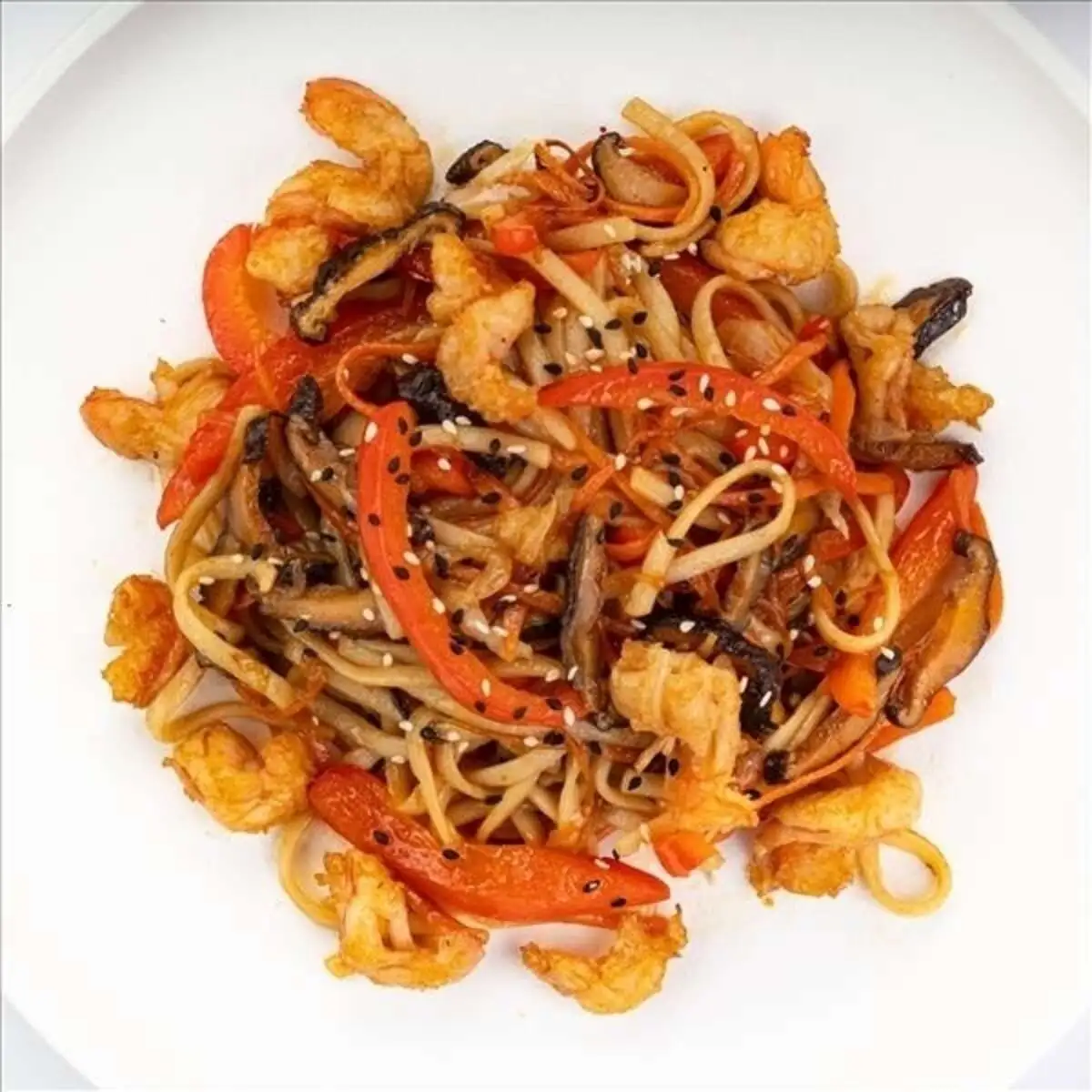 Вок с креветкой