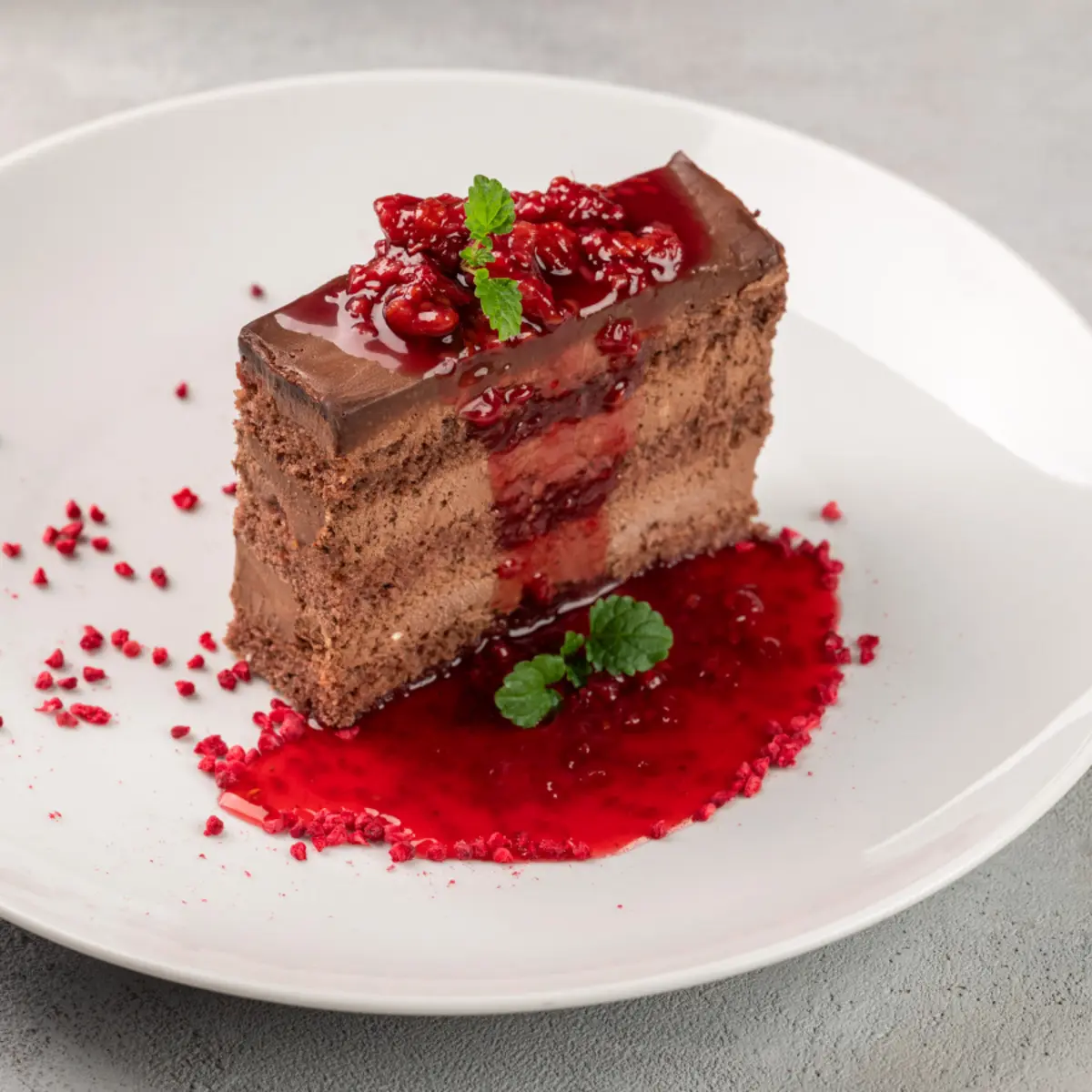 Шоколадно-малиновый торт 