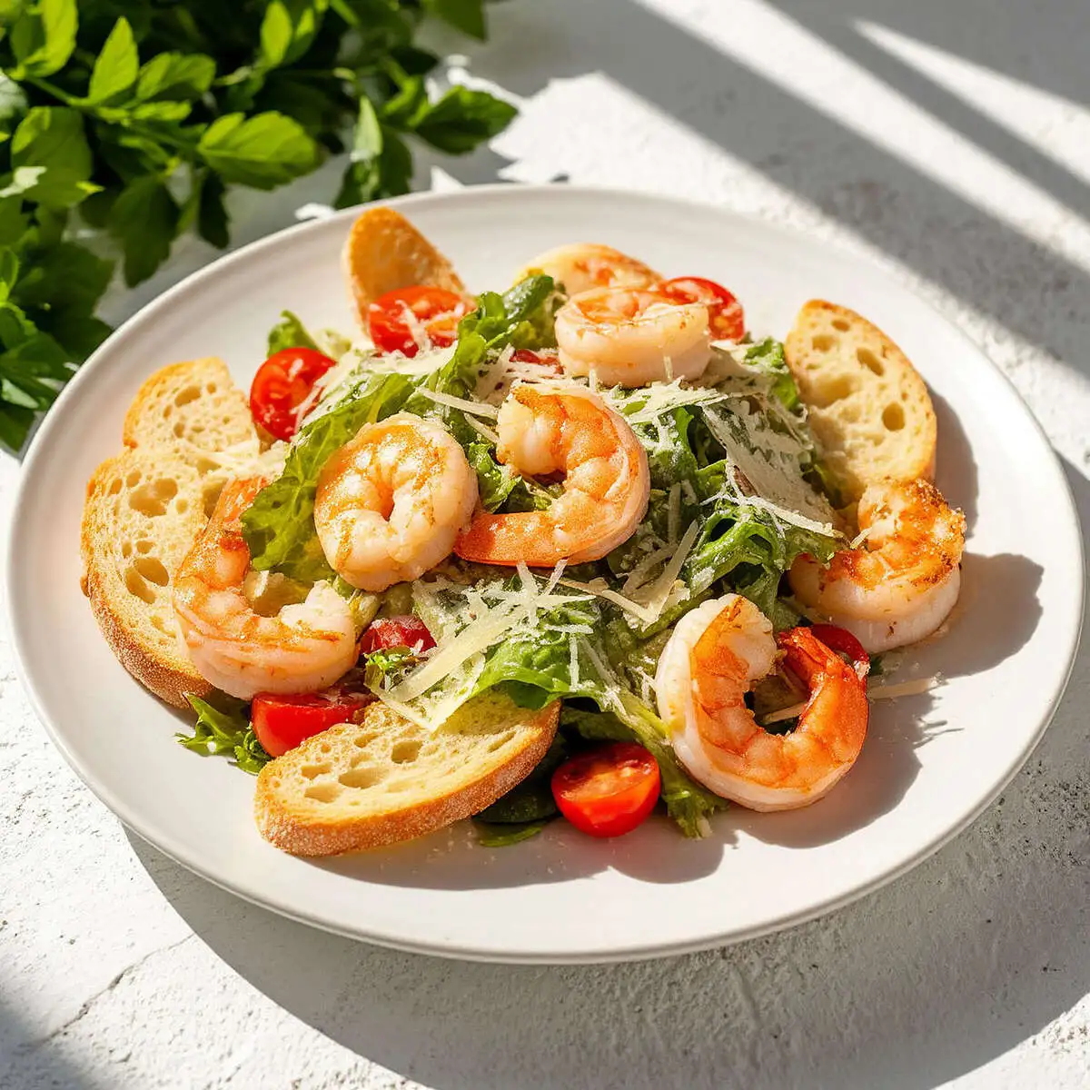 Салат "Цезарь" с тигровой креветкой