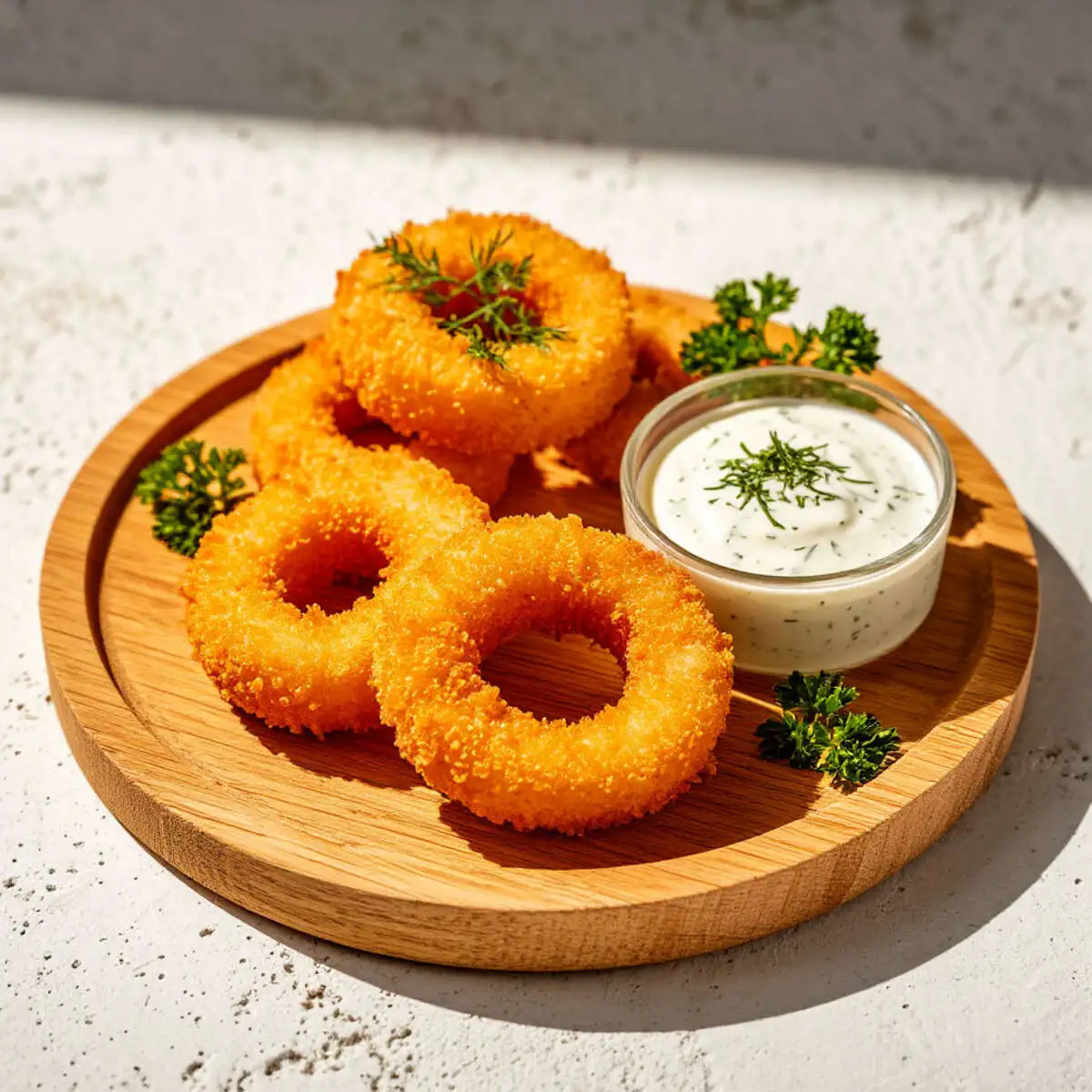 Кольца кальмара во фритюре со сметанным соусом