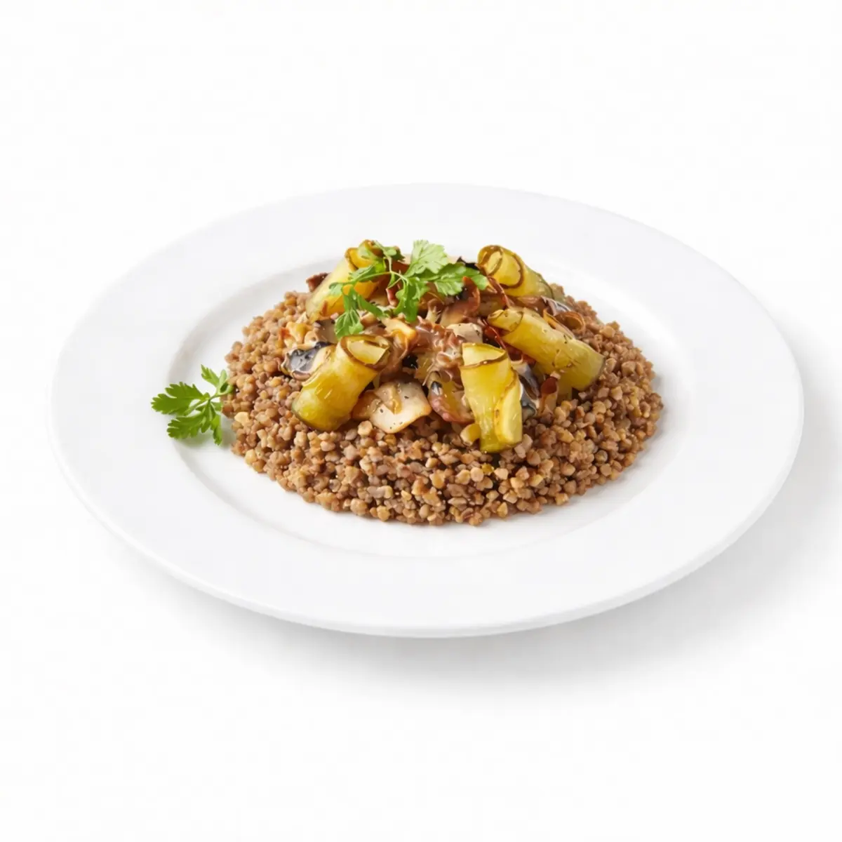 Бефстроганов из говядины с грибами с гречкой