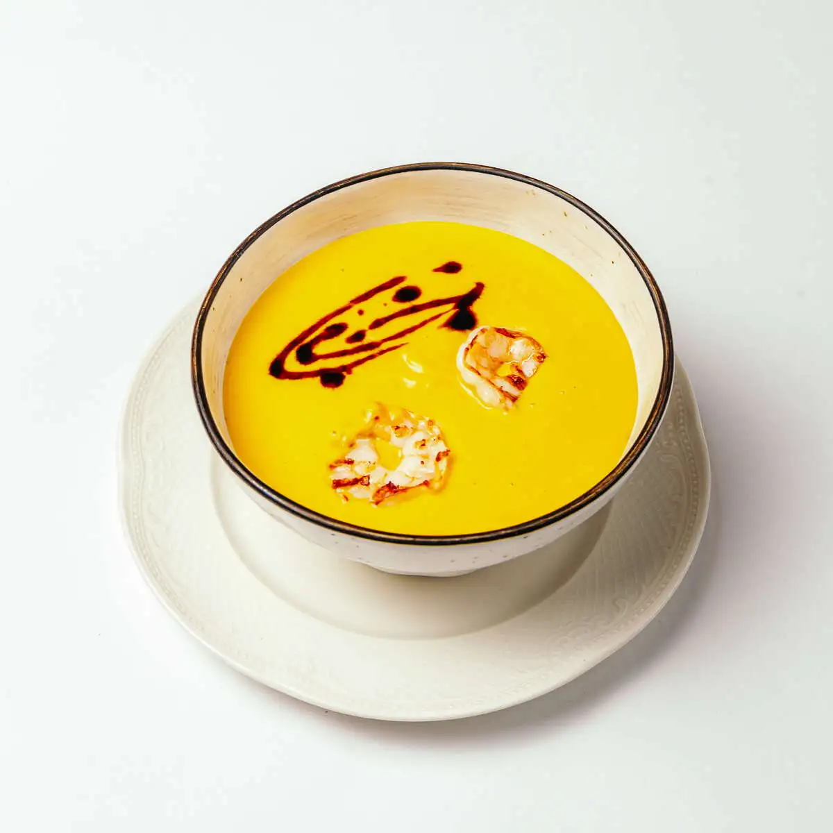 Крем-суп из тыквы с креветкой