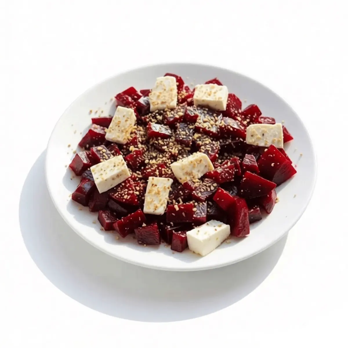 Салат со свеклой, сербской брынзой и грецким орехом