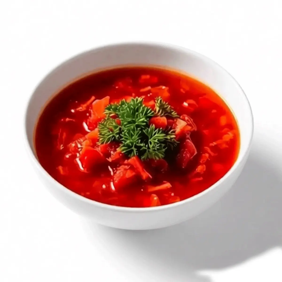 Борщ на говяжьем бульоне с запеченным куриным окороком