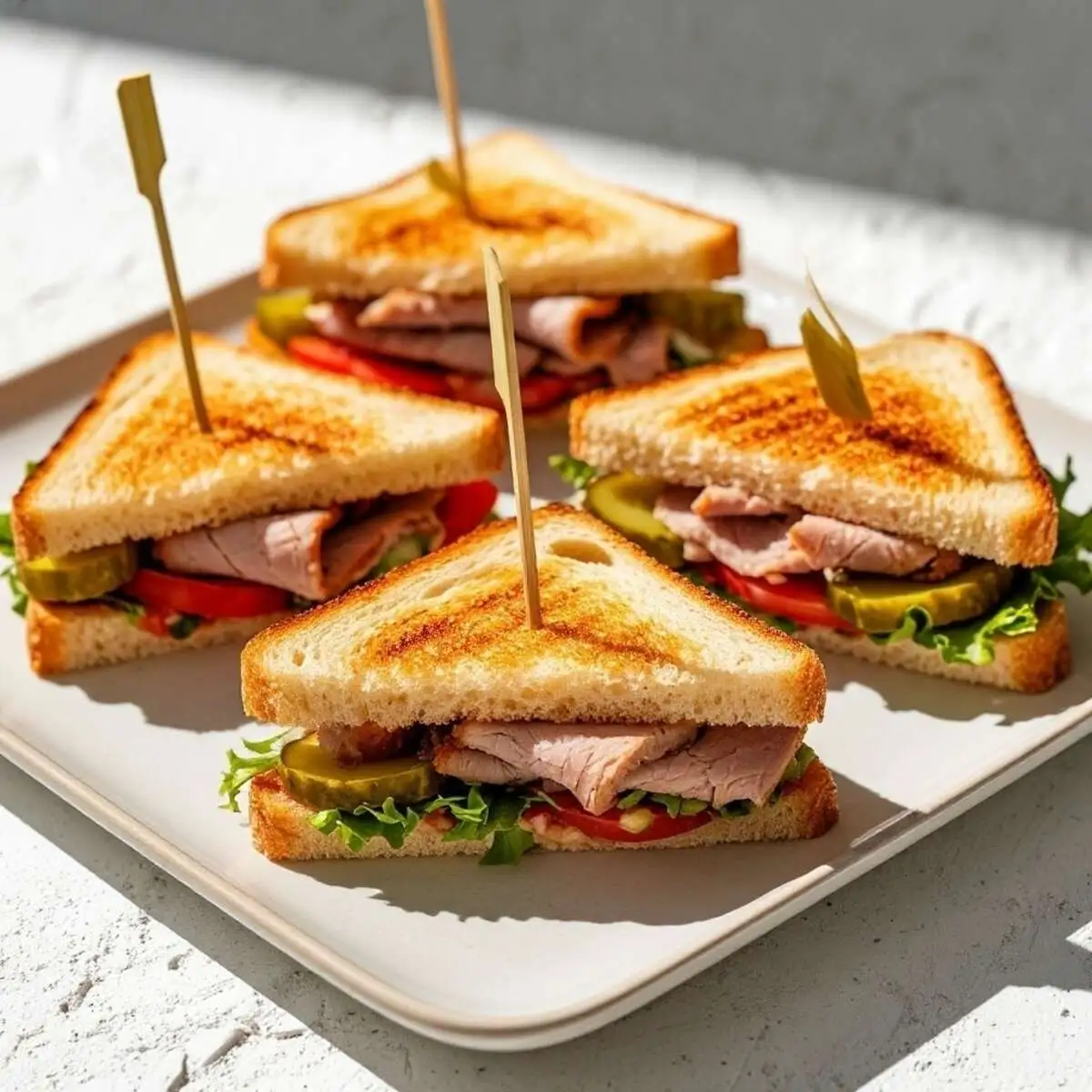 Мини-сэндвичи с бужениной, бочковыми огурчиками и миксом салатов и 4 шт.