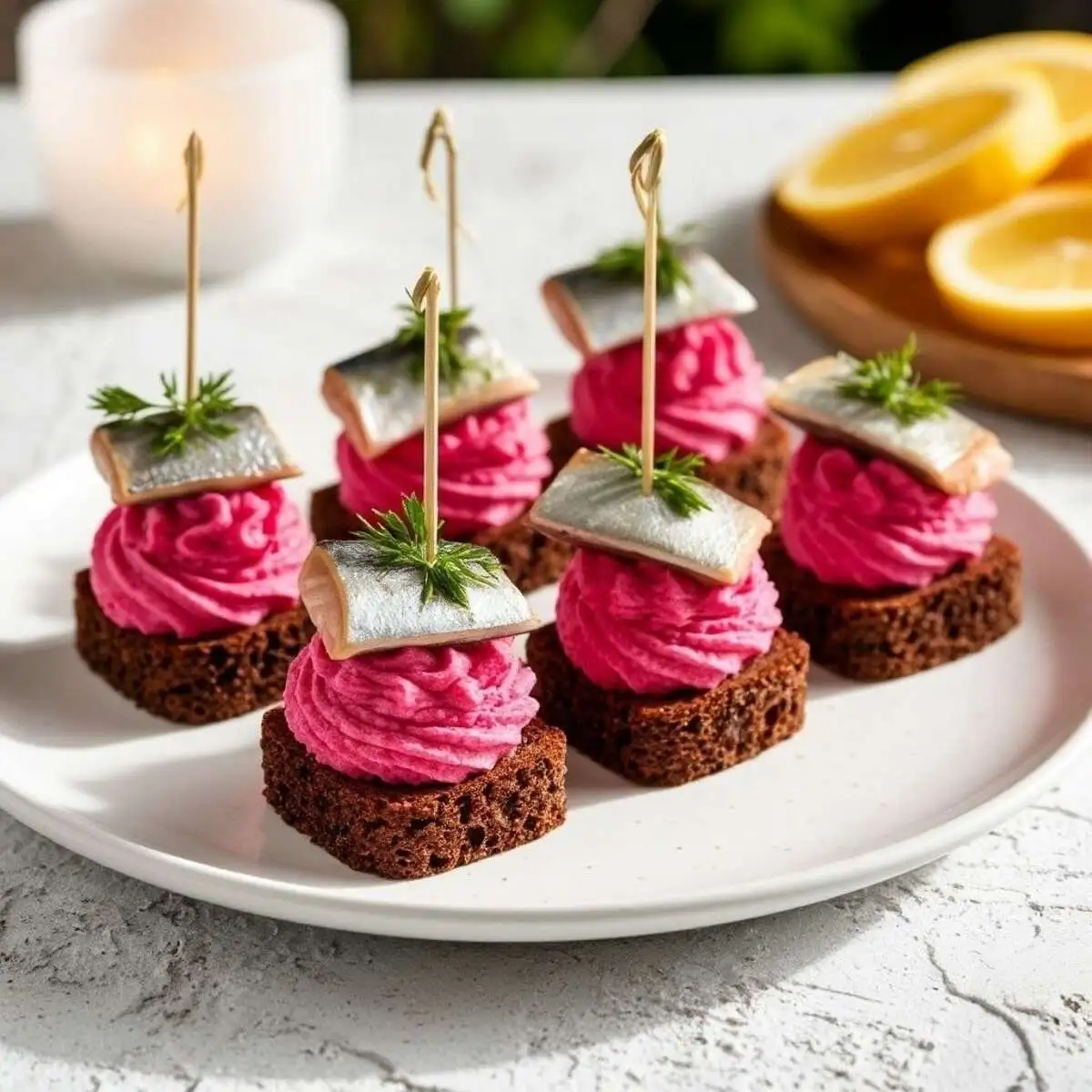Канапе со свекольным муссом и филе сельди 8 шт.