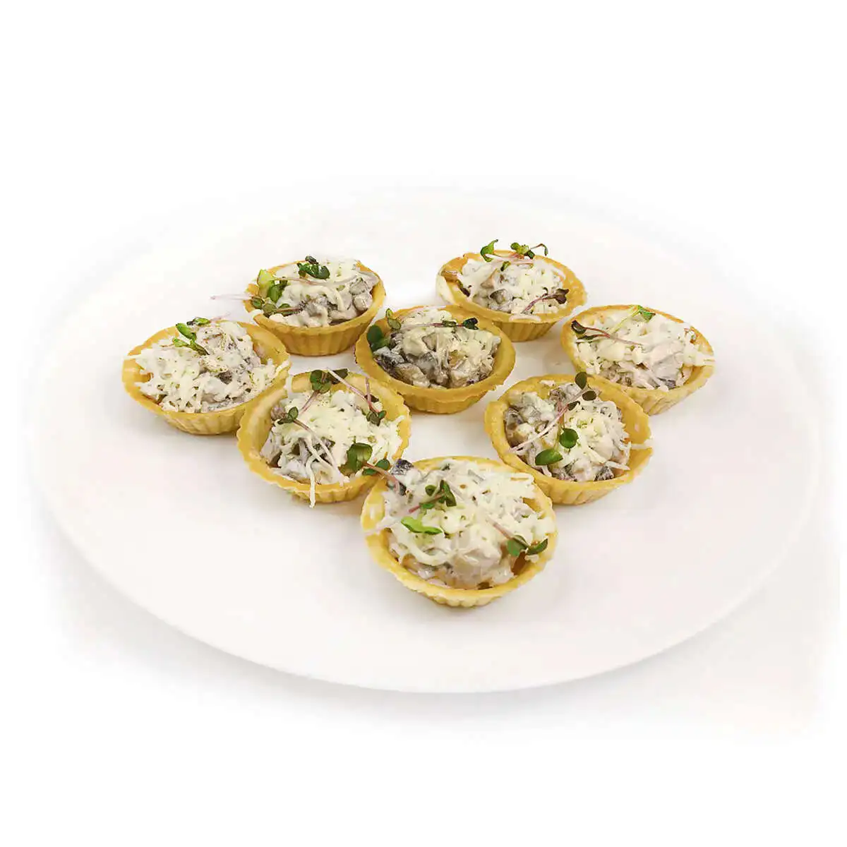 Тарталетки с жульеном из грибов, куриной грудки и сыром