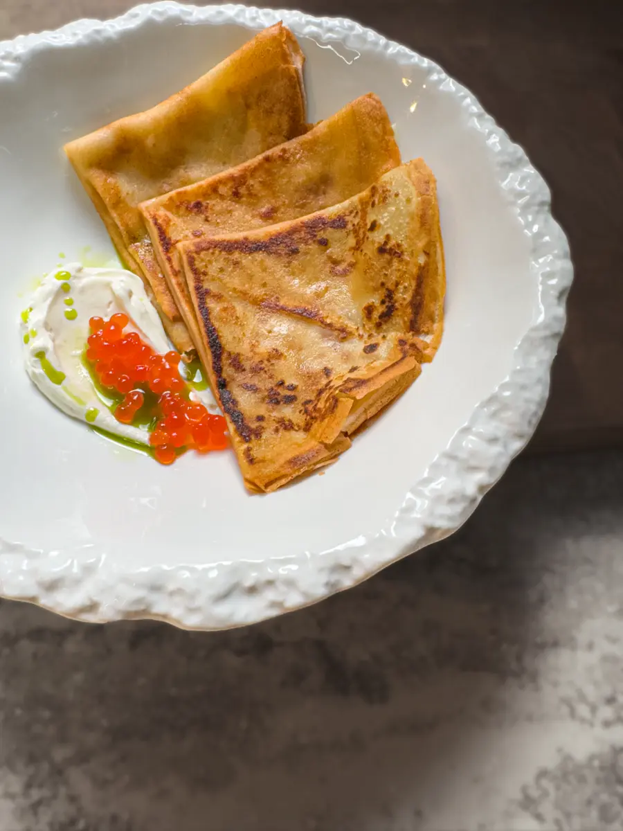 Блинчики с красной икрой