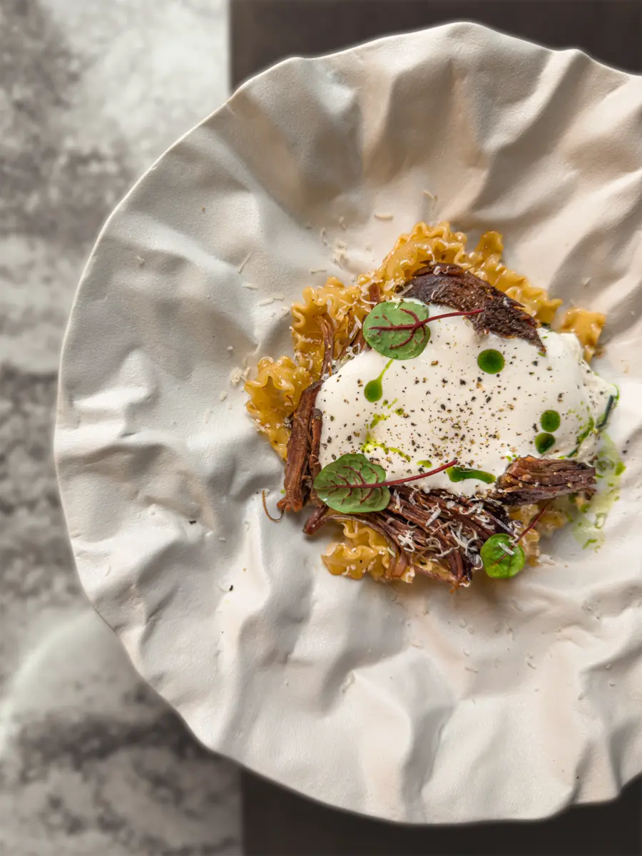 Паста мафальдине с томленой говядиной