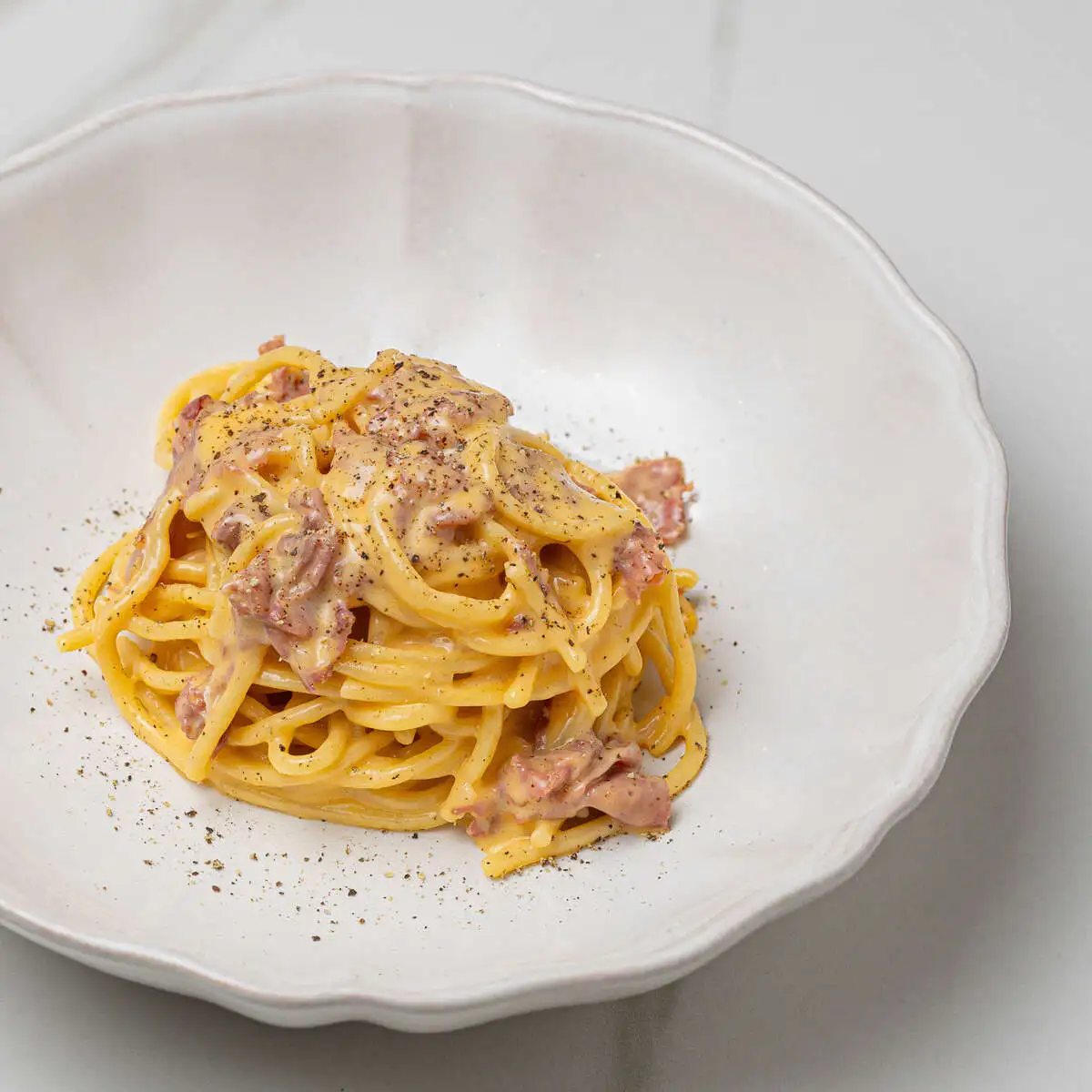 Спагетти Карбонара с кониной