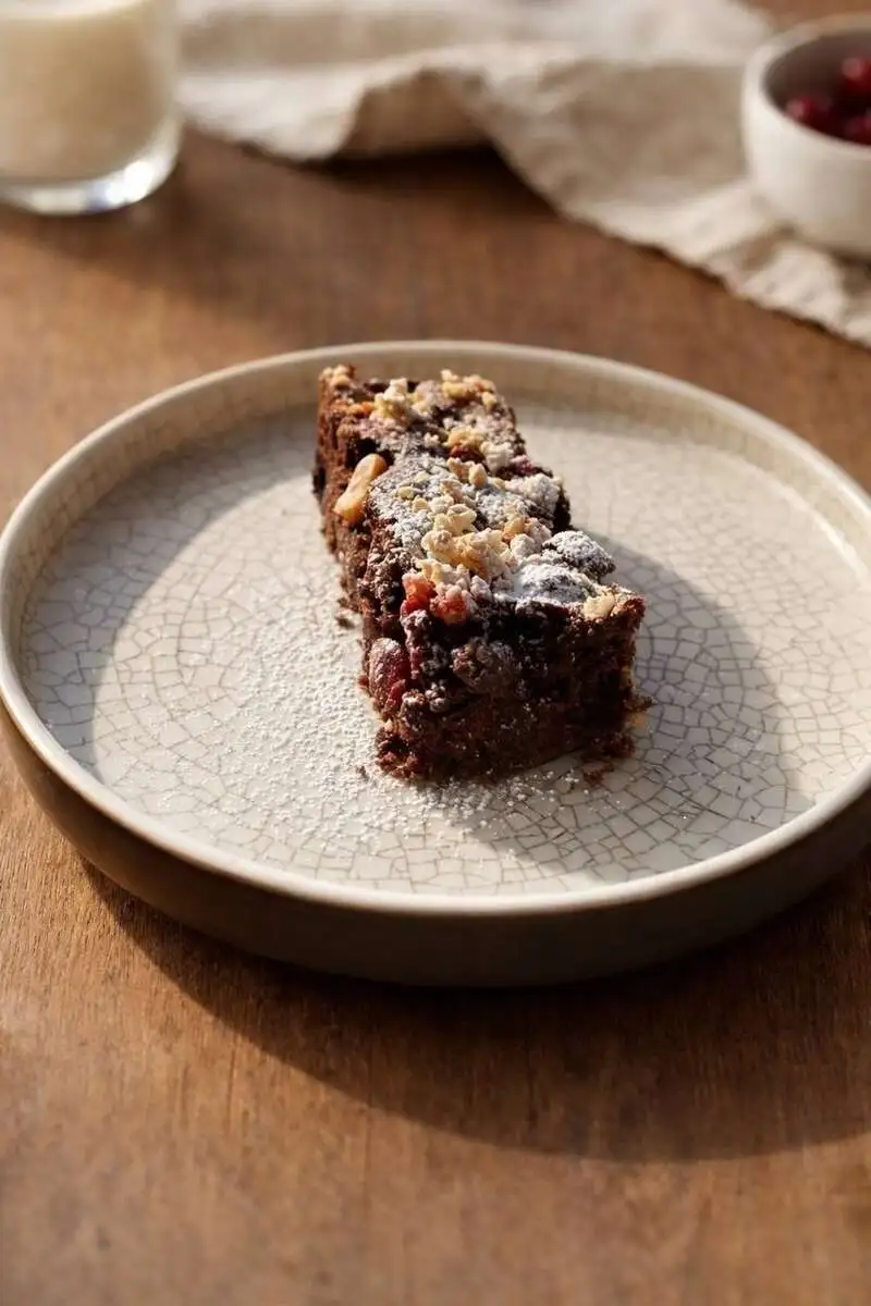 Постный брауни с вишней