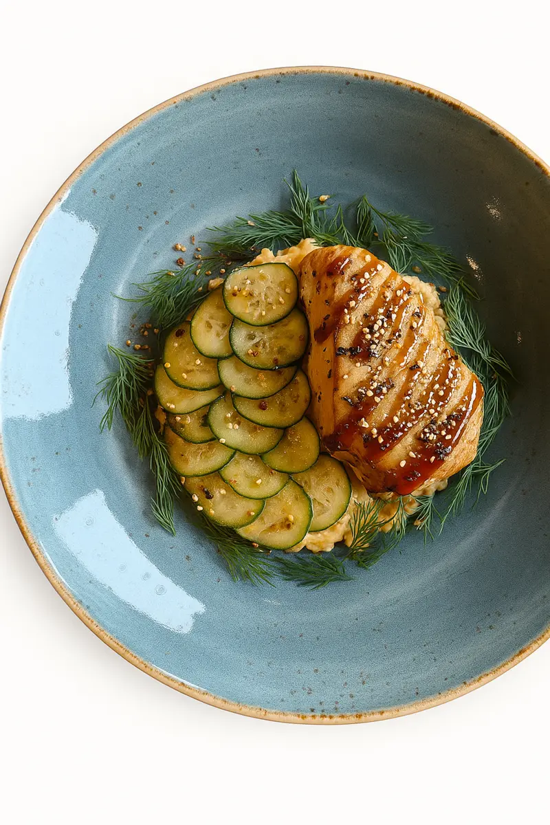 Атлантический стейк с ризотто