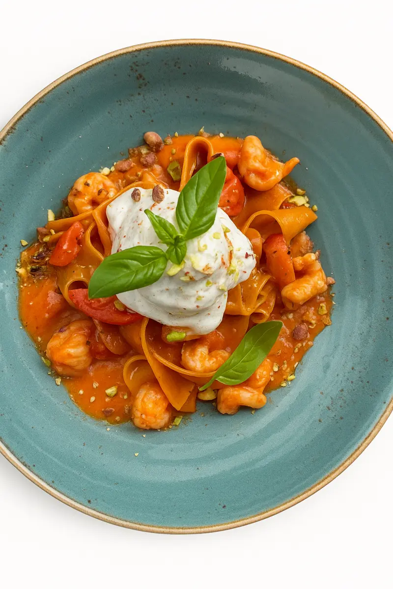 Паппарделле с креветками