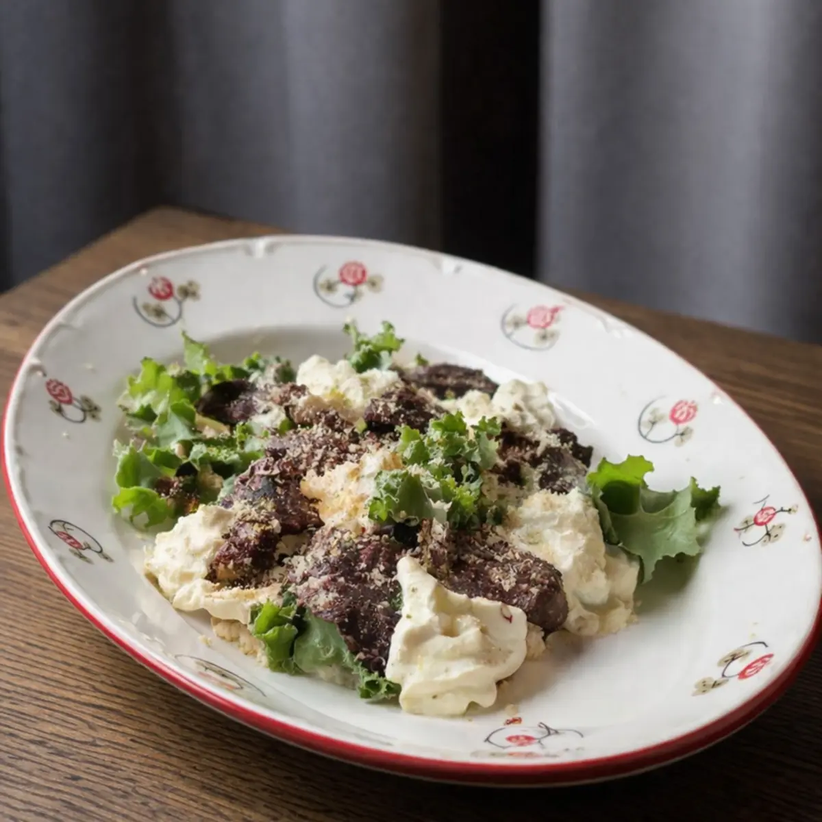 Печеная свекла, мусс из феты