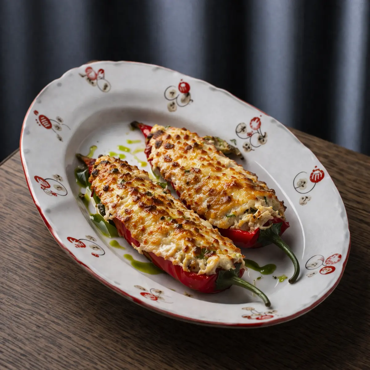 Печеный перец, фаршированный щукой