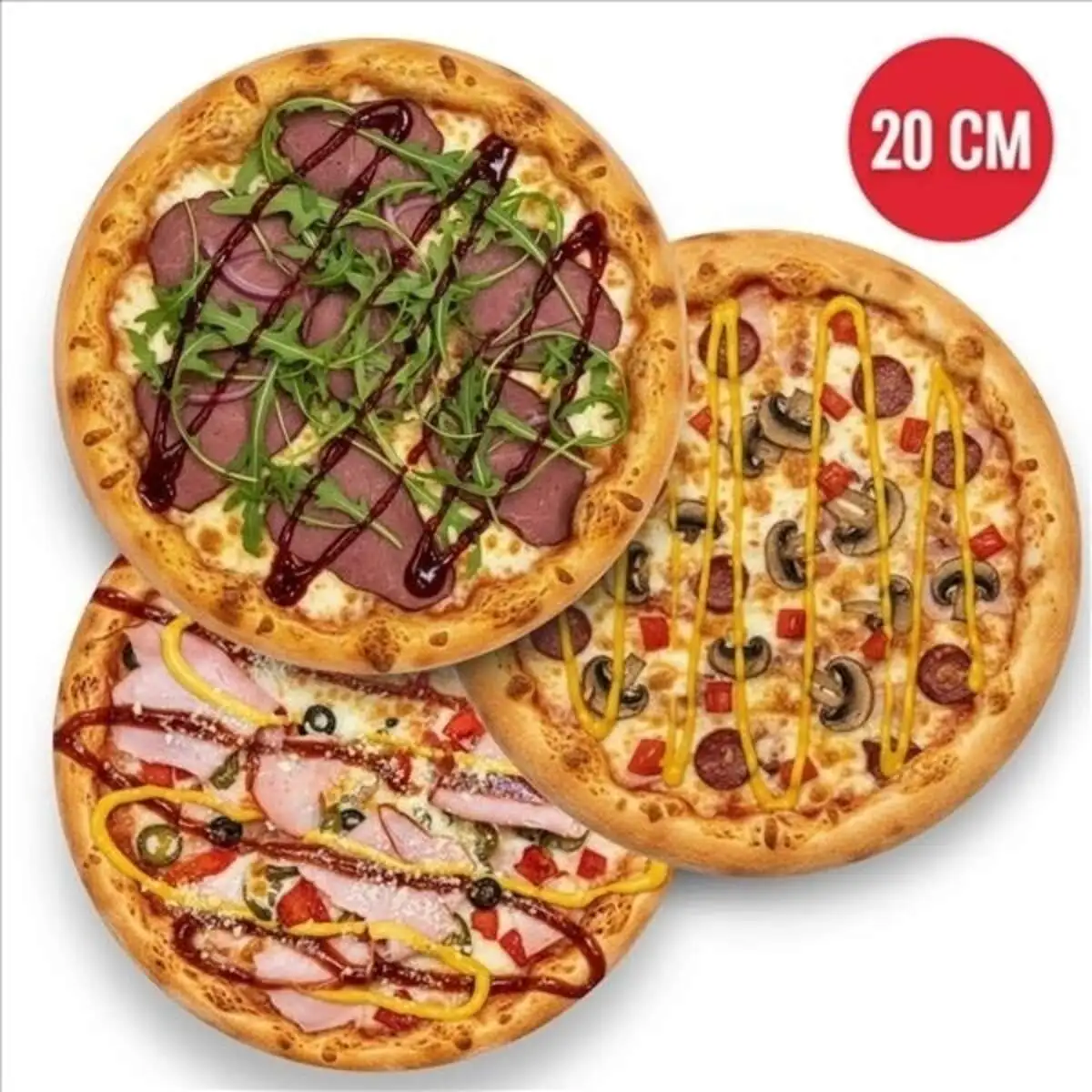 Шеф-комбо: «Фирменная с говядиной», «Дон Антонио», «Пармский окорок» 20 см