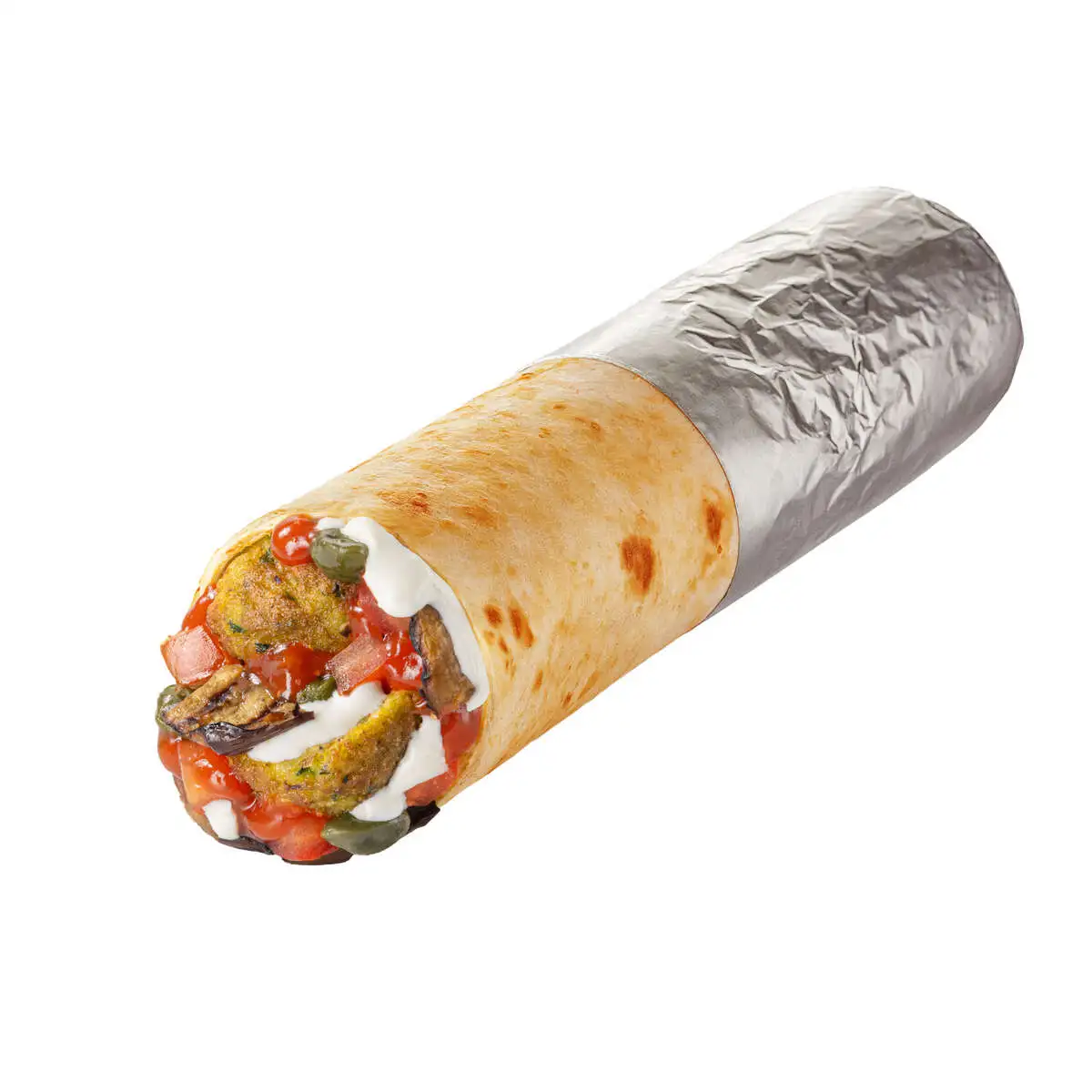 Ролл с фалафелем и овощами в пшеничной лепешке