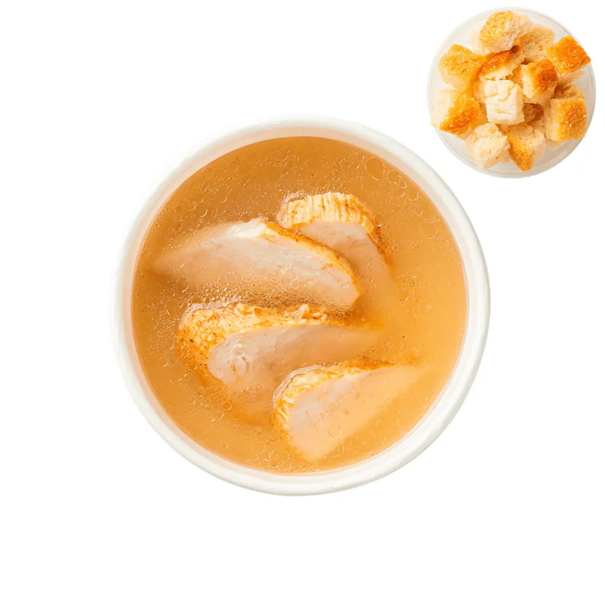 Бульон куриный с гренками