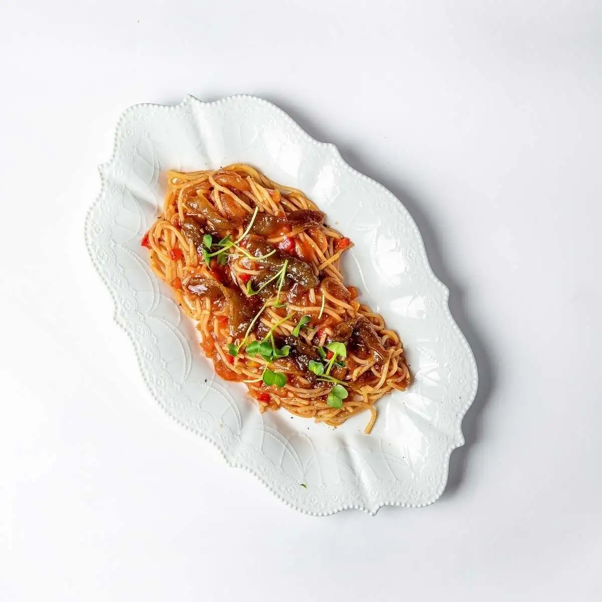 Спагетти с баклажанами по-азиатски