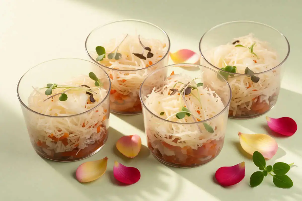 Мини-салат с куриной грудкой горячего копчения, томатами и морковью 4 шт.