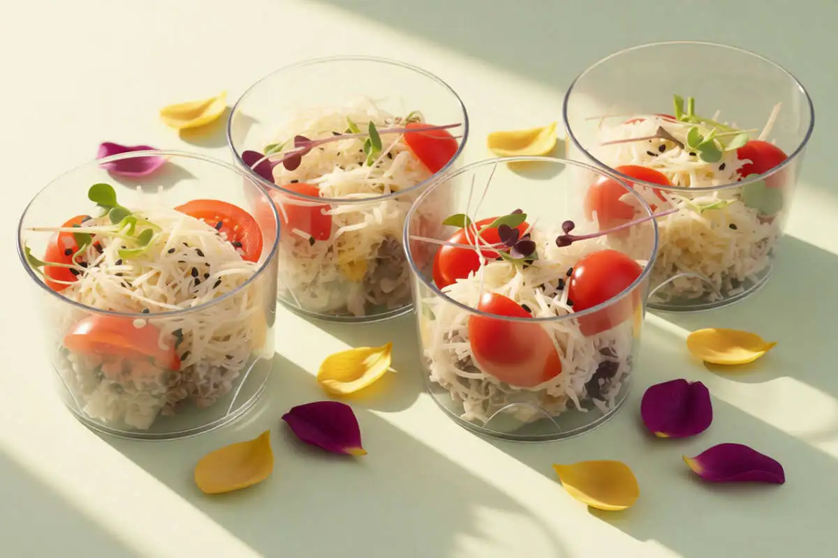 Мини-салат с куриной грудкой, шампиньонами и сыром Гауда 4 шт.