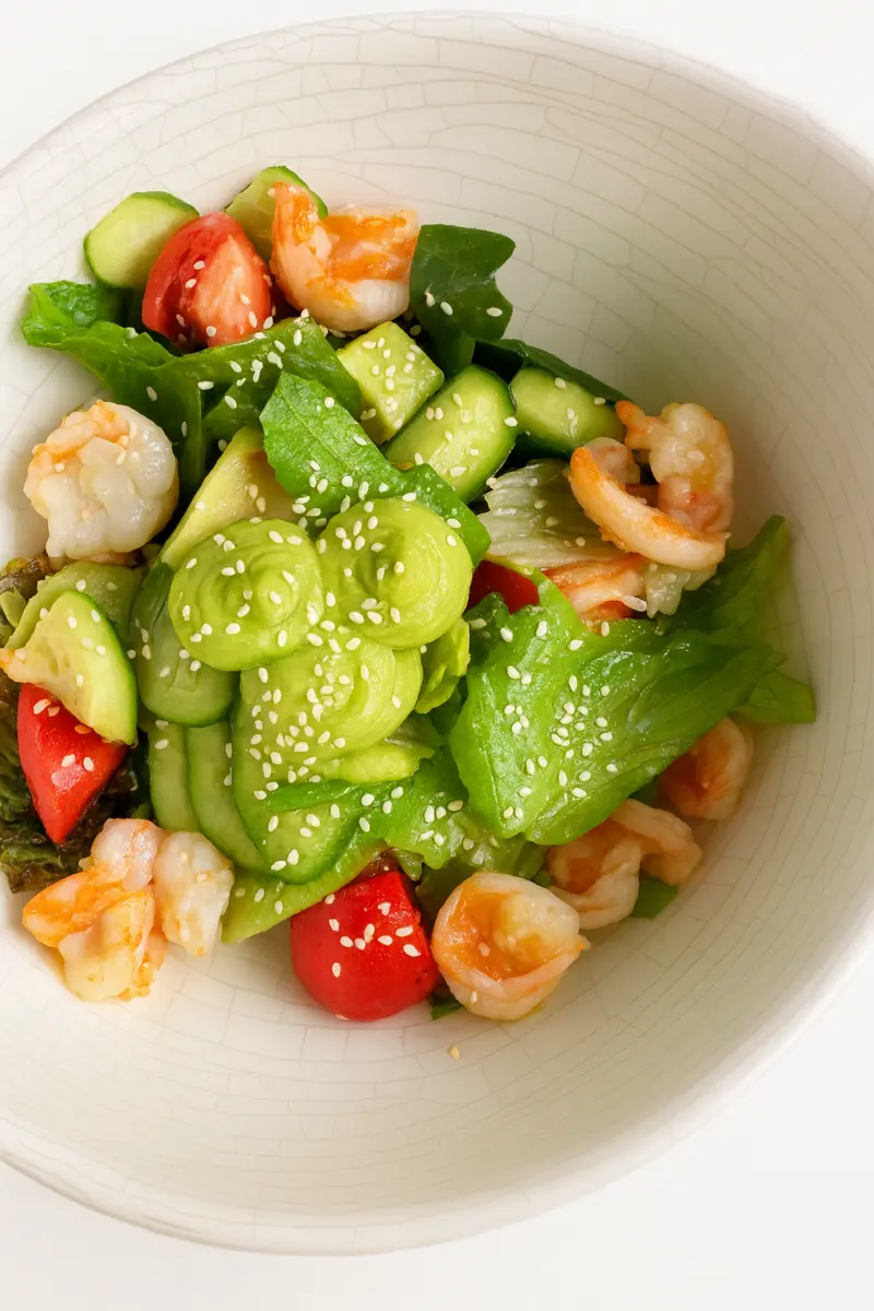Салат с креветками и авокадо