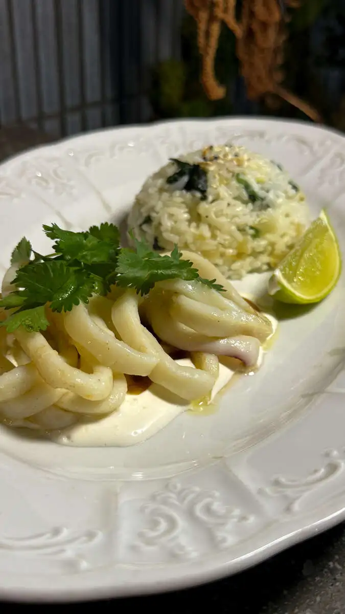 БЛ Кальмар на гриле с рисом 200гр.