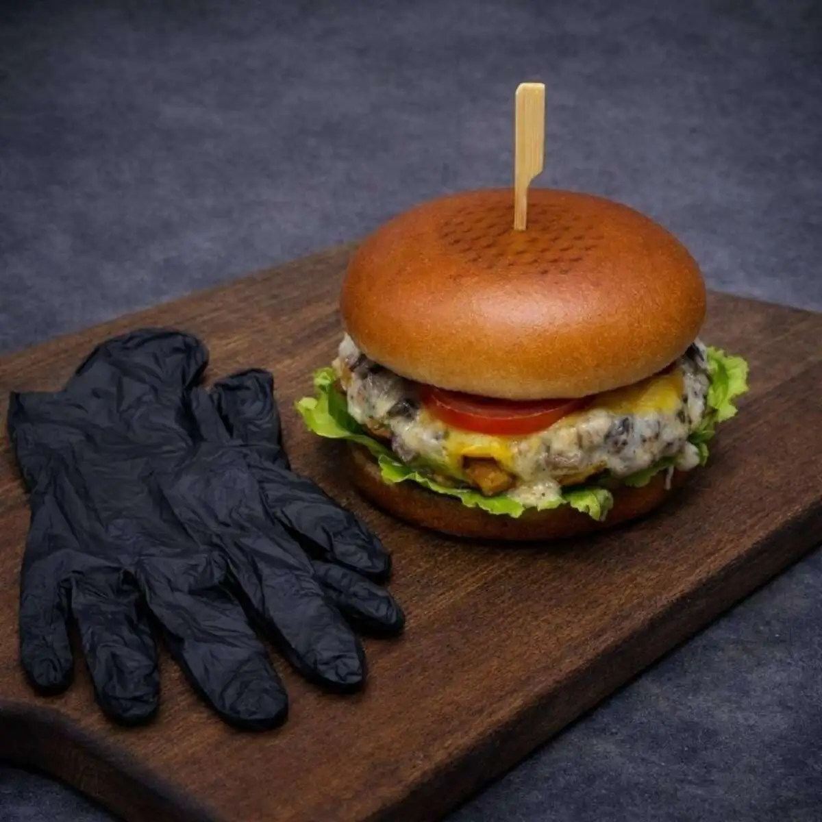 Бургер куриный с грибным жульеном