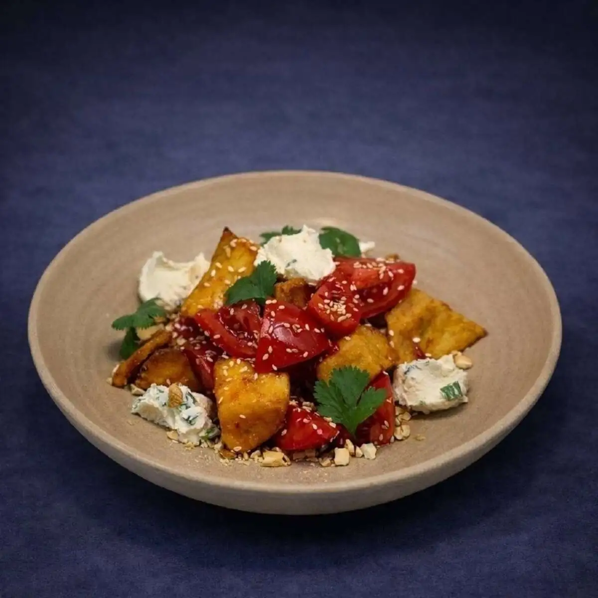 Салат с хрустящими баклажанами