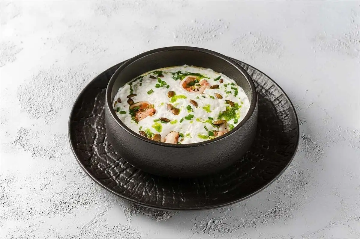 Тыквенный крем-суп с креветками