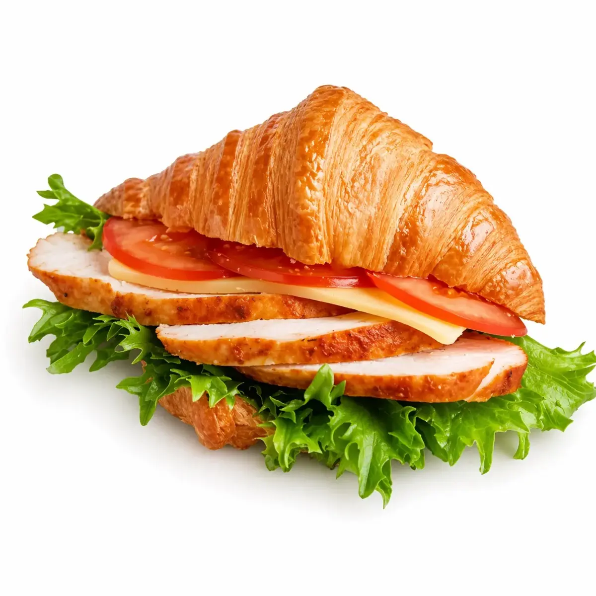 Круассан с куриной грудкой и томатами с соусом "Цезарь"